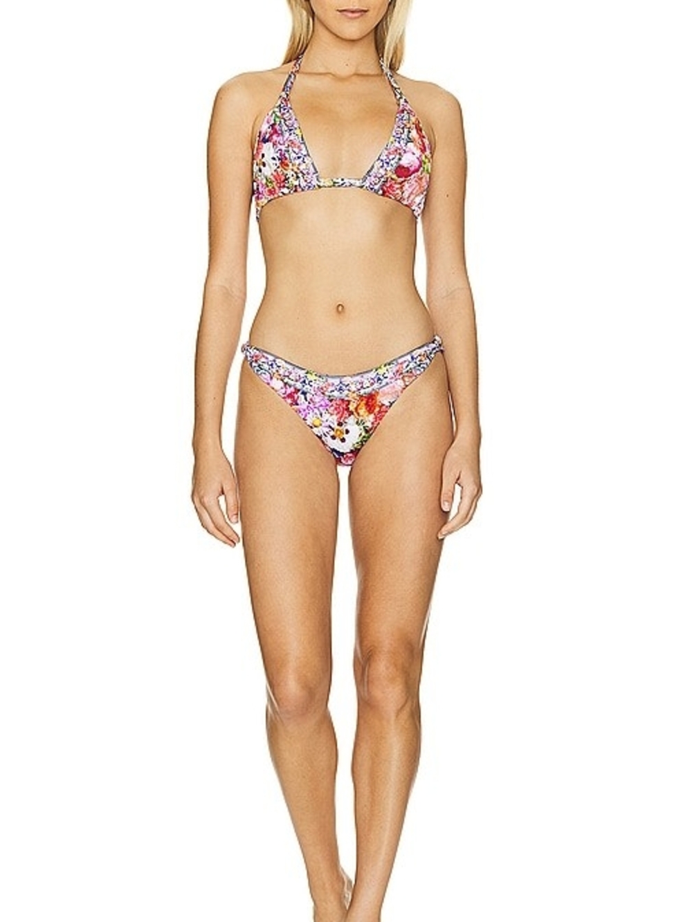 Nwt Camilla "Dutch Is Life" Floral Halter Triangle Bikini Set - Pink Multi